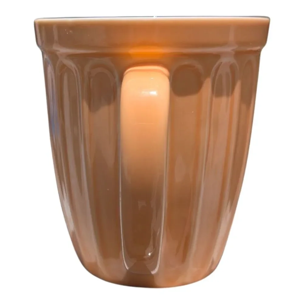 Starbucks 2006 Peach & White Ribbed Fluted Flower Pot Coffee Mug 16 oz. rare